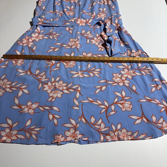 Talbots Dress Size 16 WP Petite Sleeveless Tie Belt Blue Floral Hibiscus NWT - Picture 8 of 11